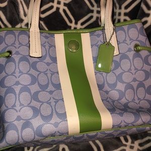 Blue and Green Coach Purse